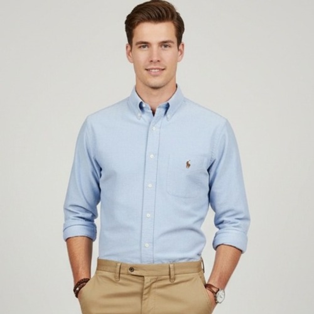 Ralph Lauren Blake 4X Big Oxford Shirt Light Blue‎ Button Down Cotton Vintage